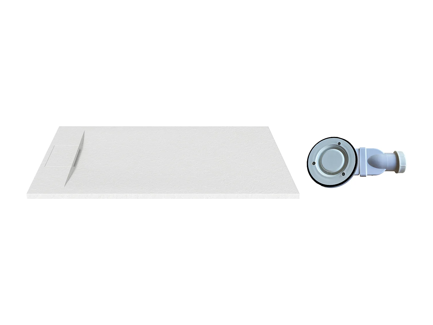 Receveur extra-plat à poser ou à encastrer recoupable en résine SMC avec siphon - Blanc mat - 120 x 90 cm - TARPOSA