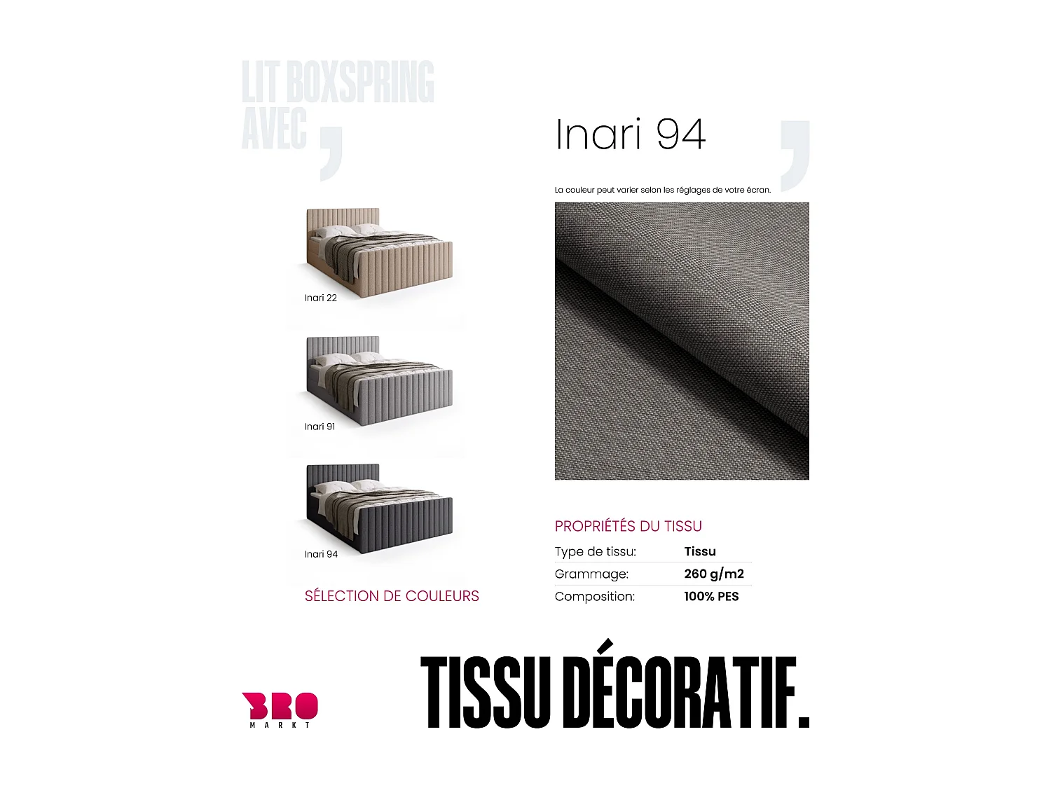 Lit boxspring avec rangement DREAM DUO - matelas - surmatelas - gris  - 140x200 cm