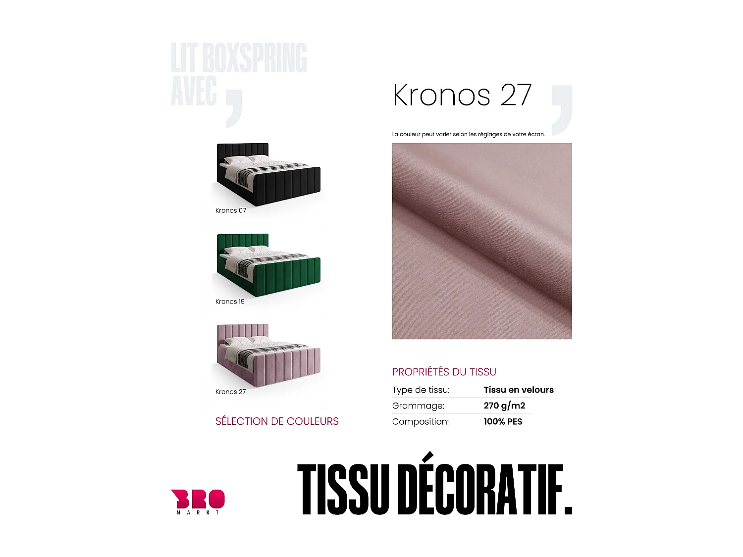 Lit boxspring avec rangement DENVER DUO - matelas - surmatelas - rose poudré - 180x200 cm