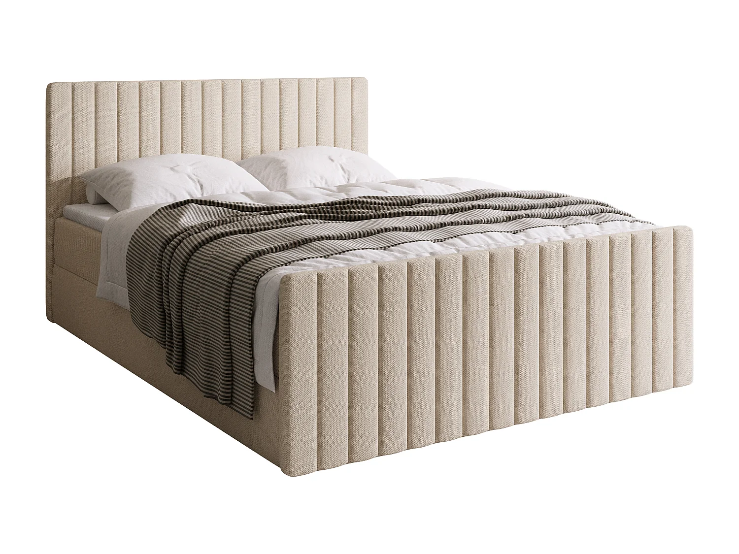 Lit boxspring avec rangement DREAM DUO - matelas - surmatelas - beige - 140x200 cm