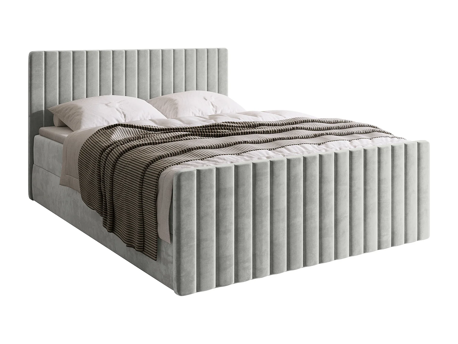 Lit boxspring avec rangement DREAM DUO - matelas - surmatelas - gris - 180x200 cm
