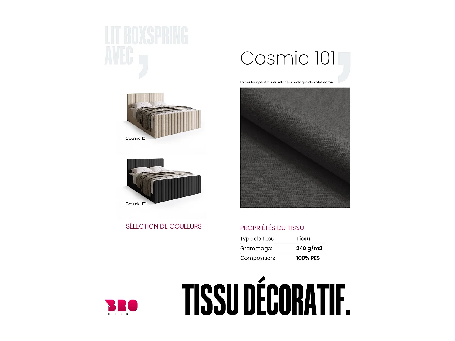 Lit boxspring avec rangement DREAM DUO - matelas - surmatelas - gris foncé - 160x200 cm