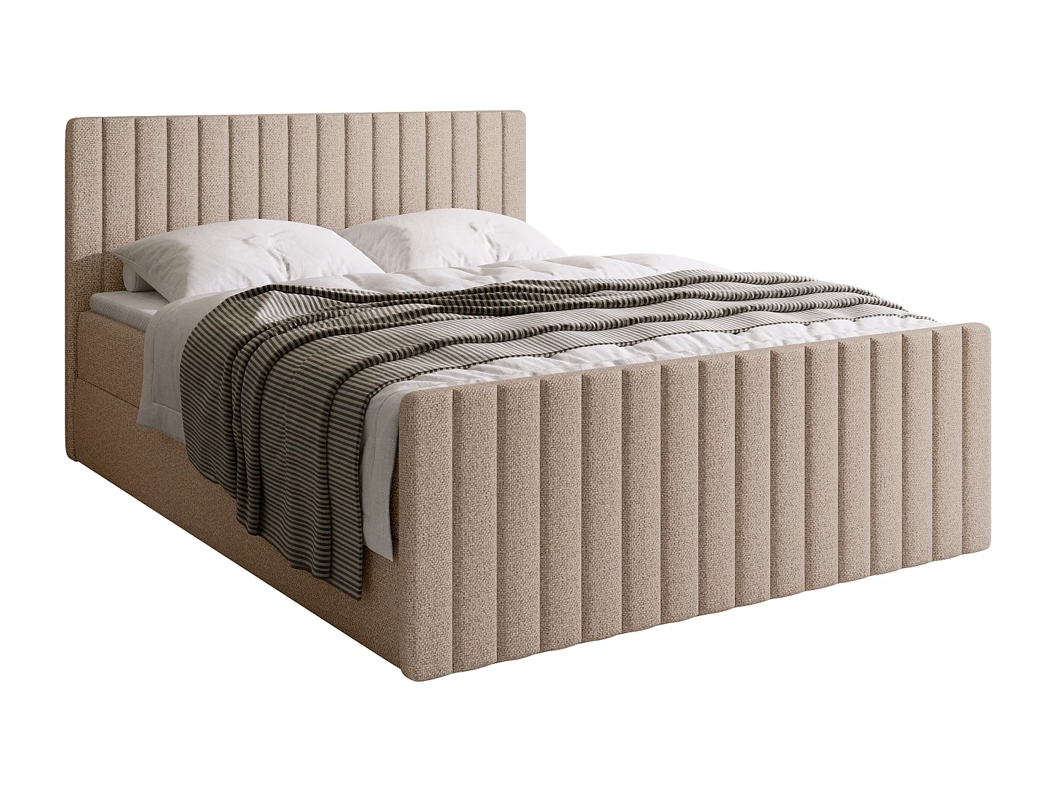 Lit boxspring avec rangement DREAM DUO - matelas - surmatelas - crème - 140x200 cm