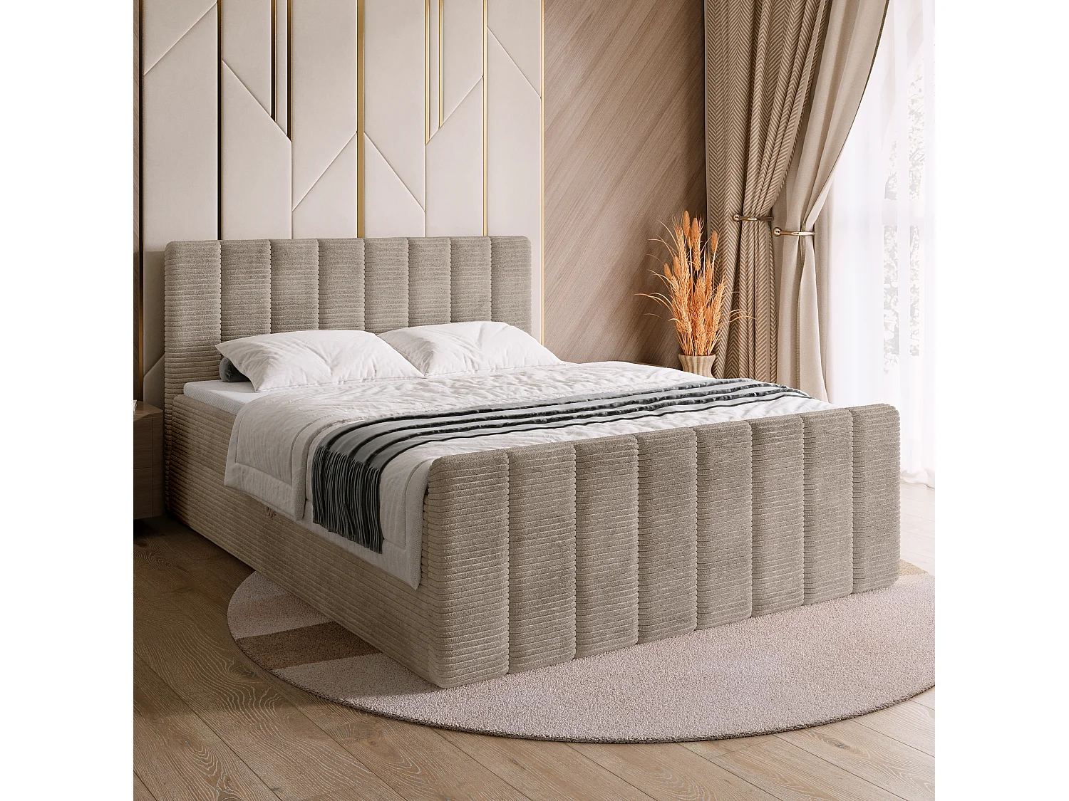 Lit boxspring avec rangement DENVER DUO - matelas - surmatelas - crème - 160x200 cm