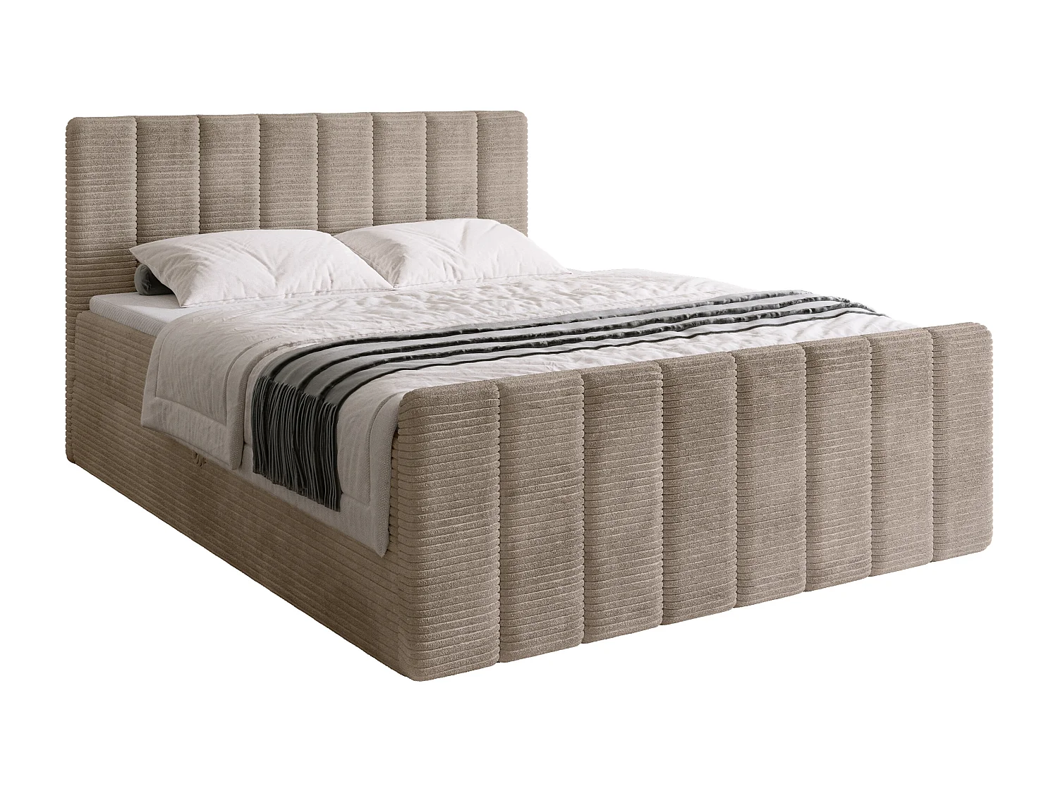 Lit boxspring avec rangement DENVER DUO - matelas - surmatelas - crème - 160x200 cm