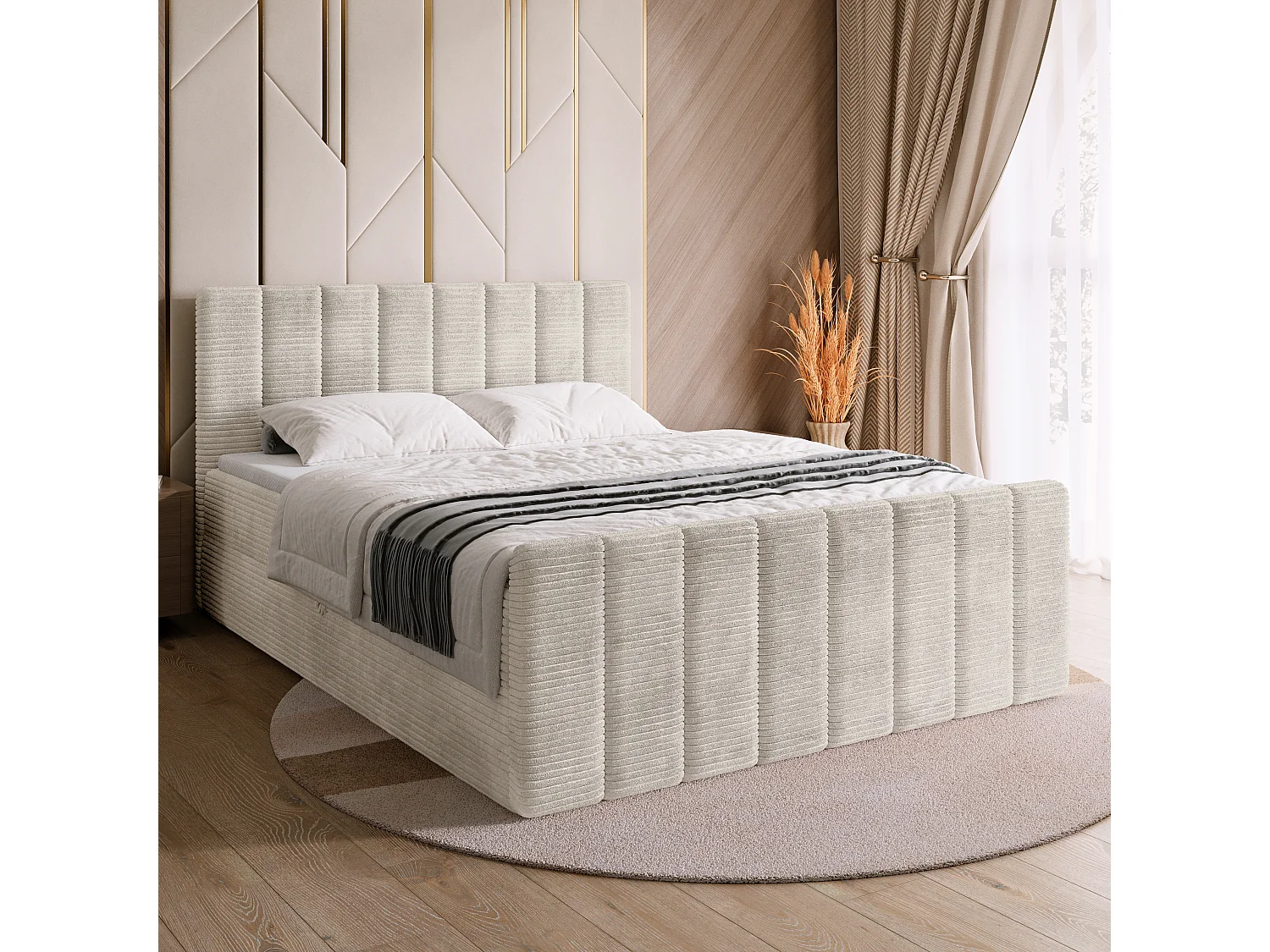 Lit boxspring avec rangement DENVER DUO - matelas - surmatelas - blanc - 160x200 cm