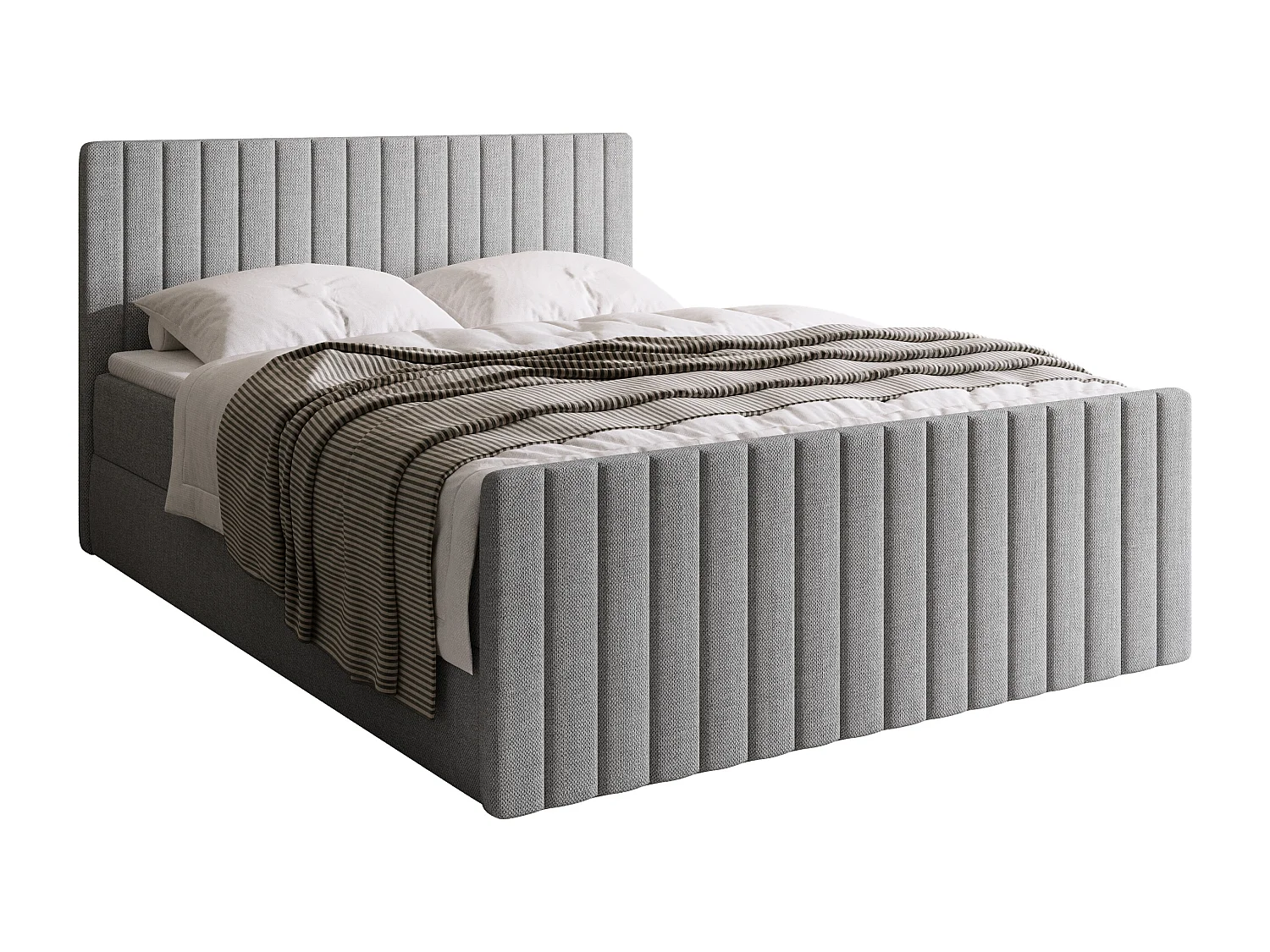 Lit boxspring avec rangement DREAM DUO - matelas - surmatelas - gris - 160x200 cm