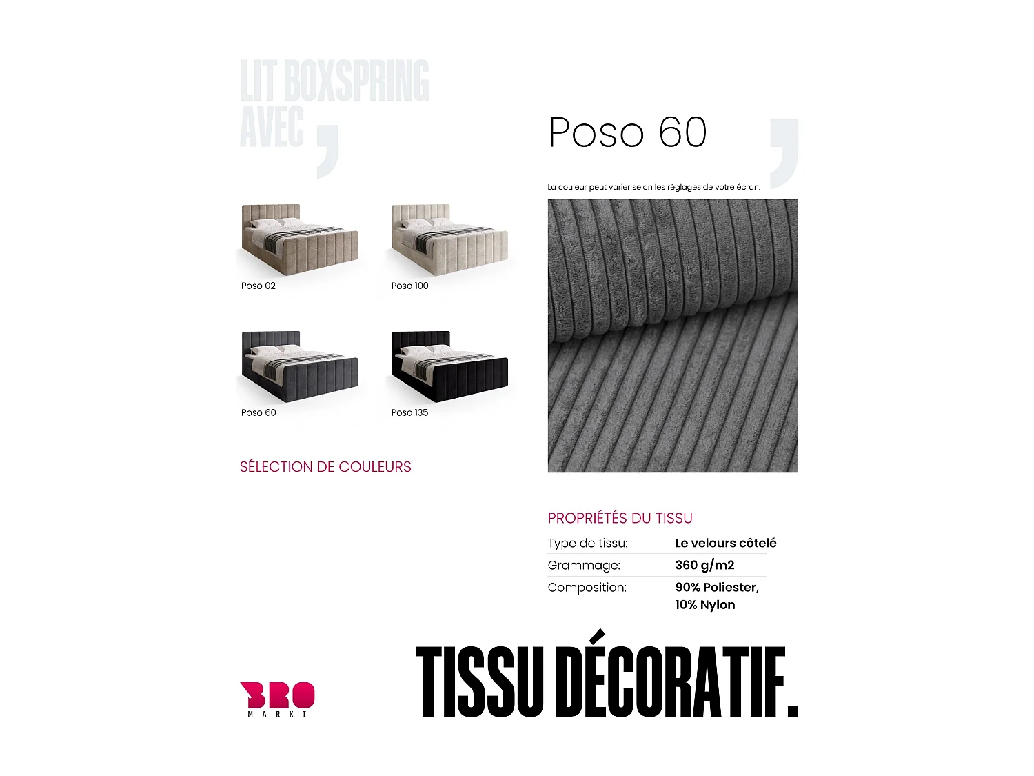 Lit boxspring avec rangement DENVER DUO - matelas - surmatelas - gris - 140x200 cm