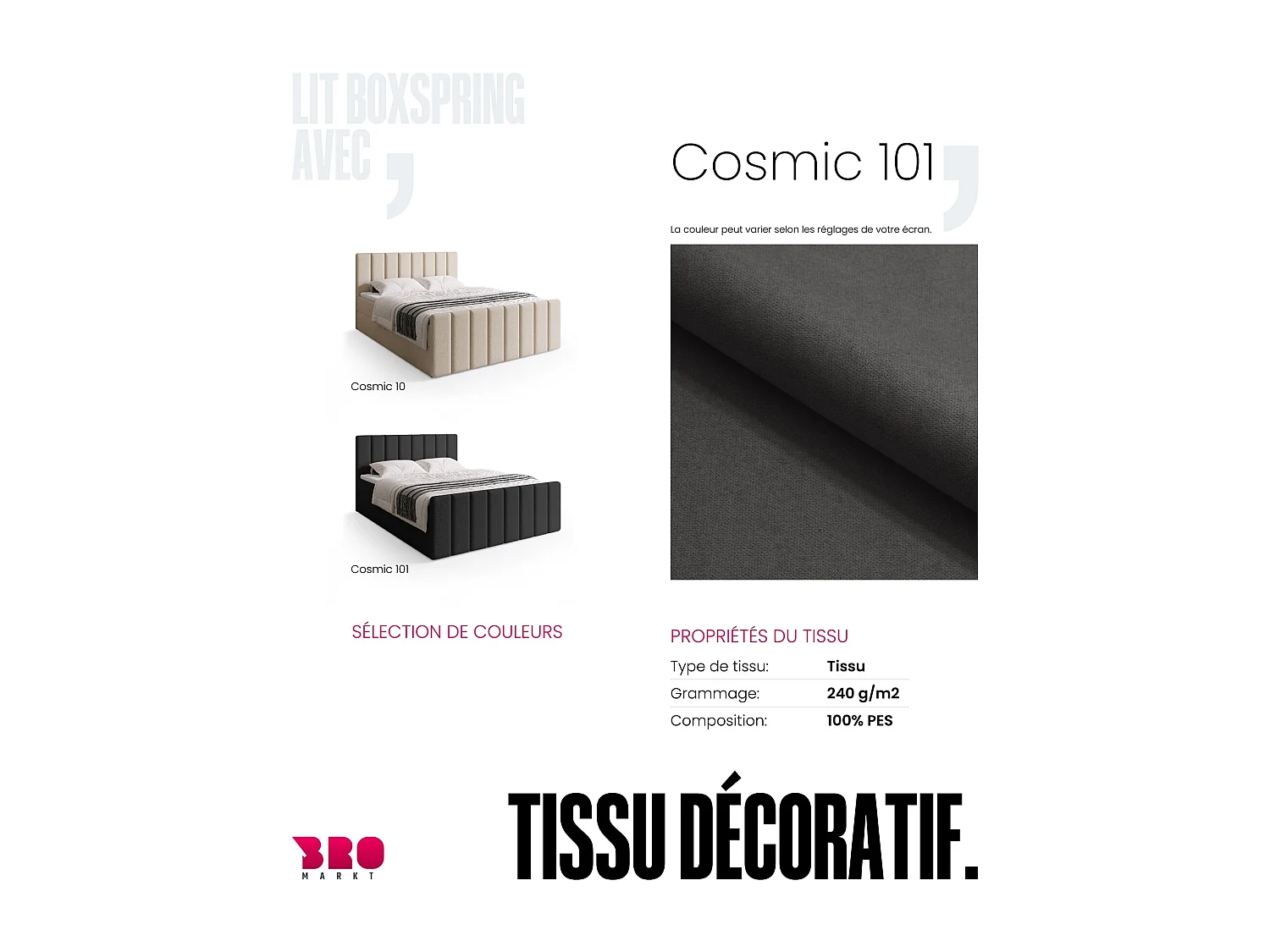 Lit boxspring avec rangement DENVER DUO - matelas - surmatelas - gris foncé - 160x200 cm