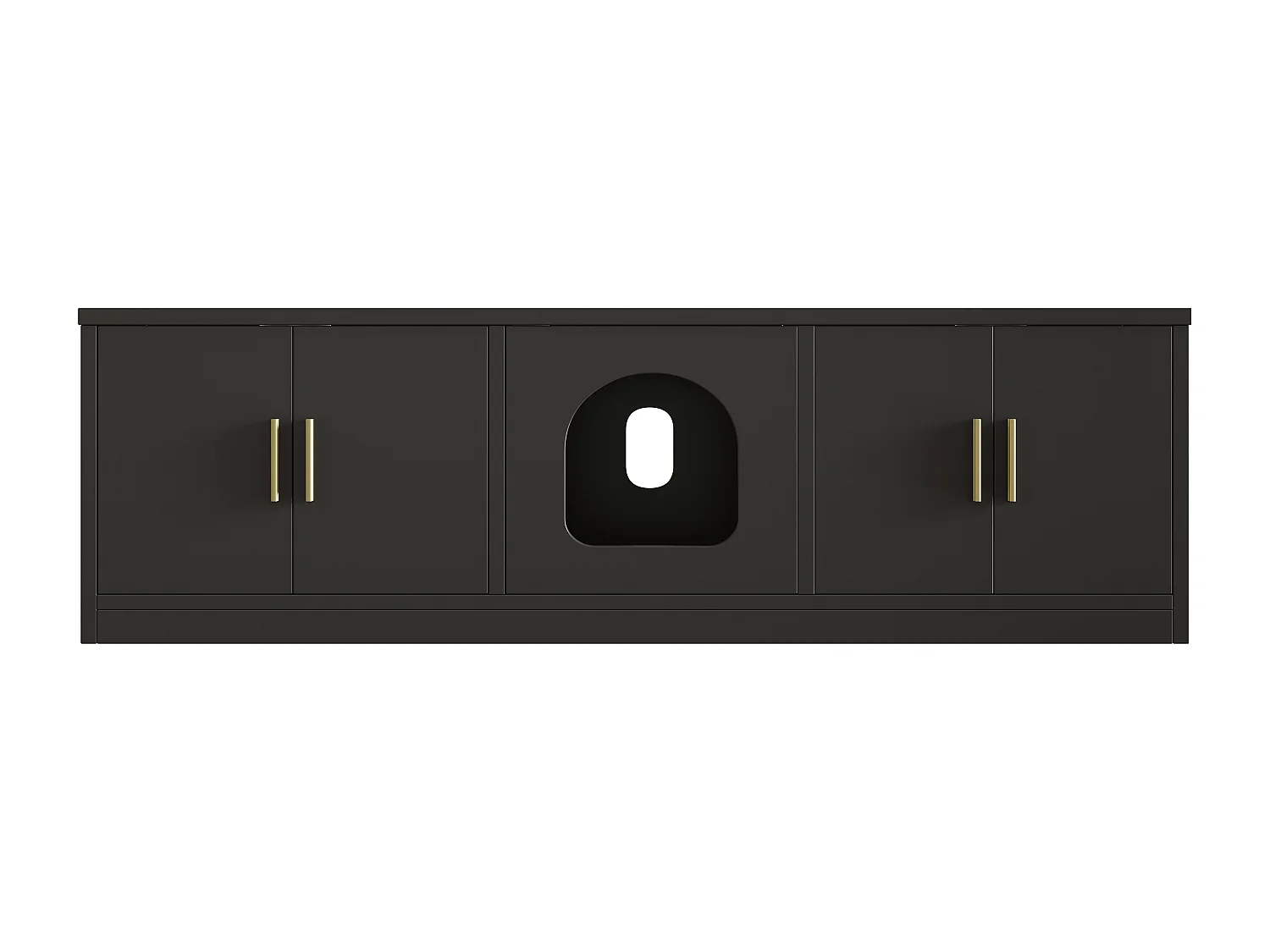 Buffet pour chat dissimulé - 140 x 40 x 45.5 cm - Griffoir et ventilation intégrés - avec 3 portes - aggloméré - noir