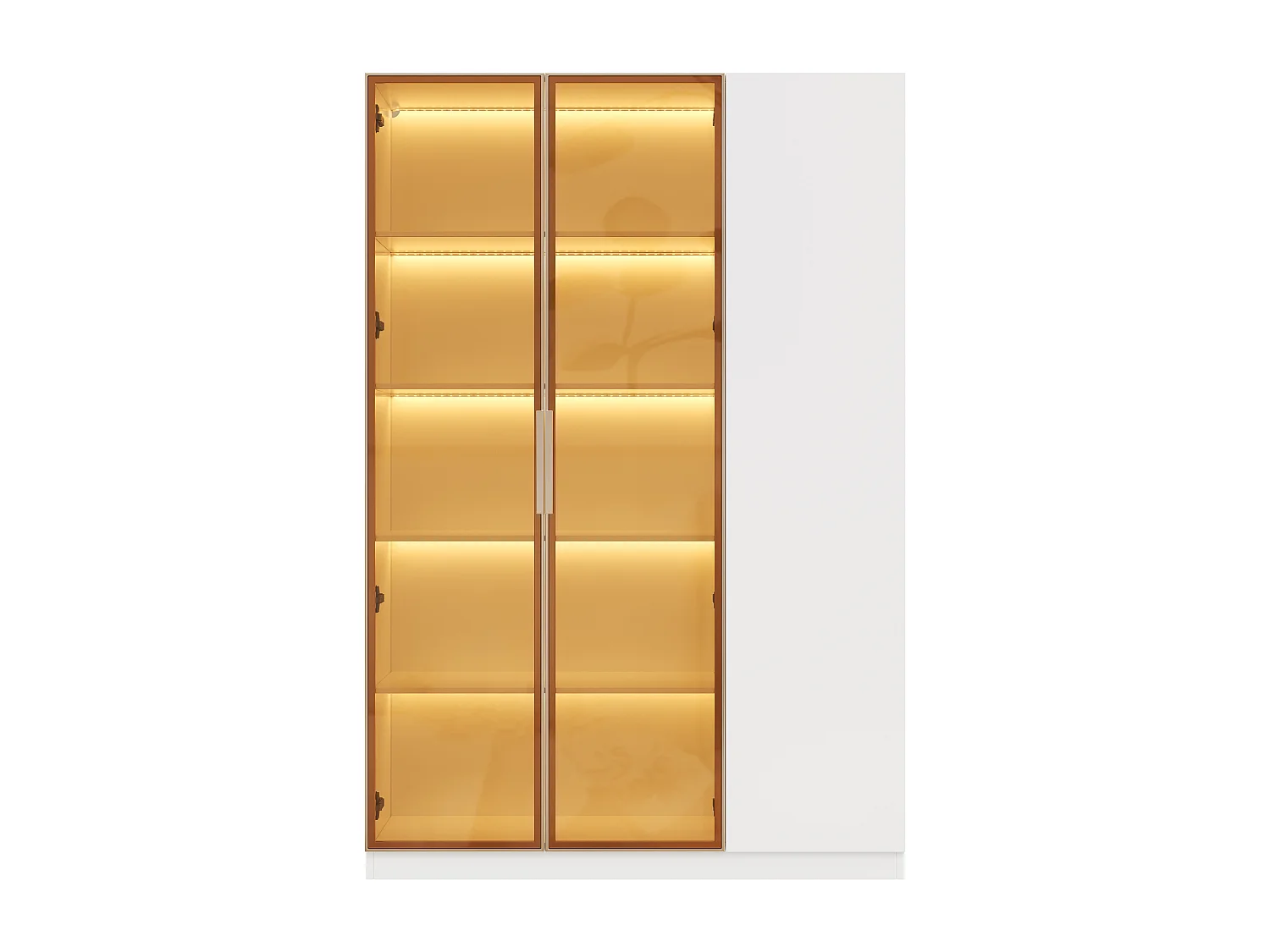 Vitrine vitrée haut - 110 x 35 x 165 cm - aevc 3 portes + Leds + étagères réglables - MDF - blanc