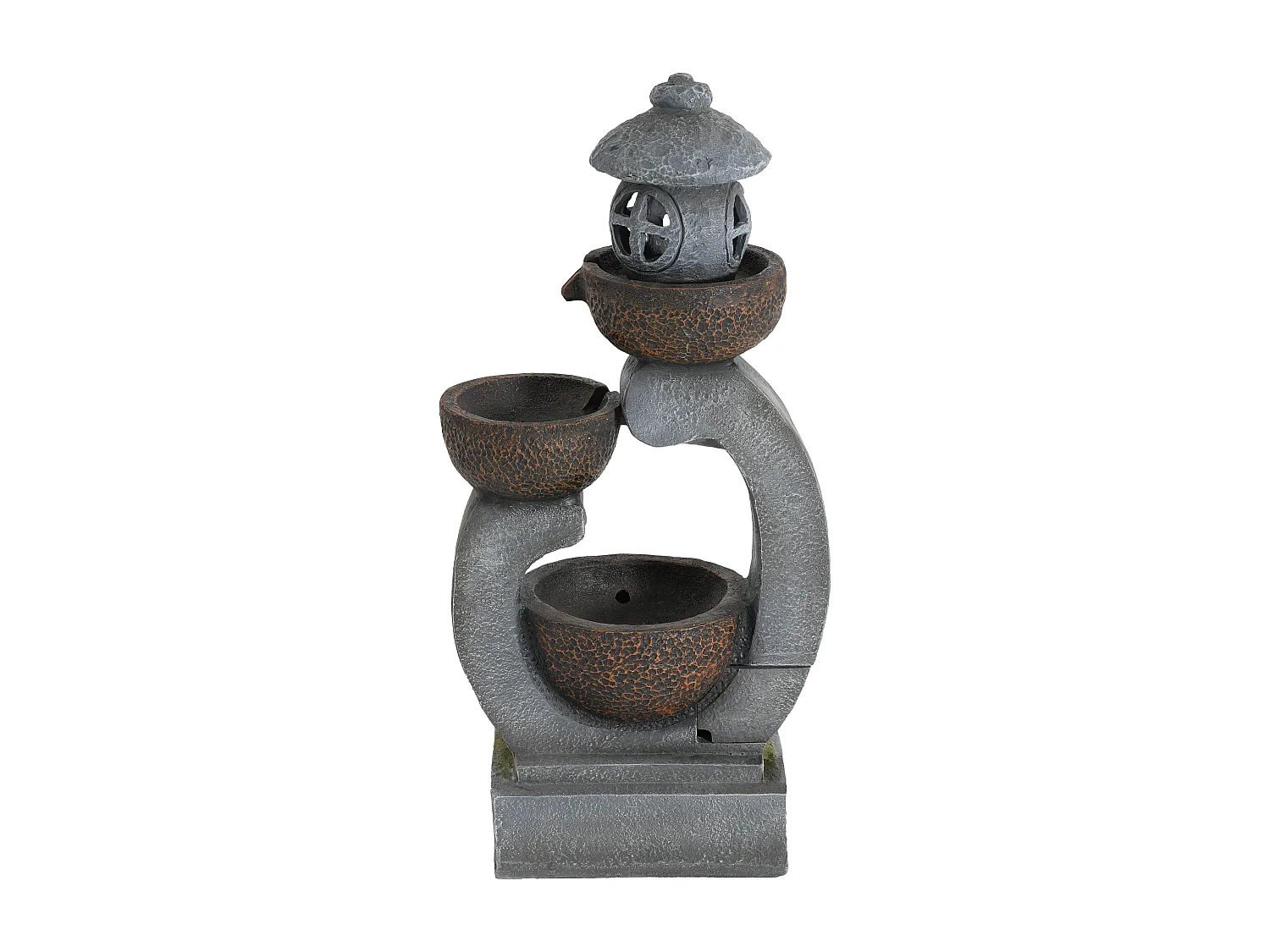 Fontaine d'extérieur Zen pour jardin/terrasse/balcon/pelouse - 44.5 x 25 x 95 cm - avec Leds - Résine - gris