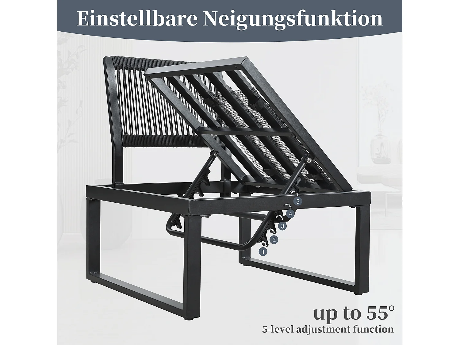 Ensemble de mobilier de jardin - 252 x 195 x 76 cm - avec canapé inclinable + 2 tables basses - Polyester + métal - beige + noir