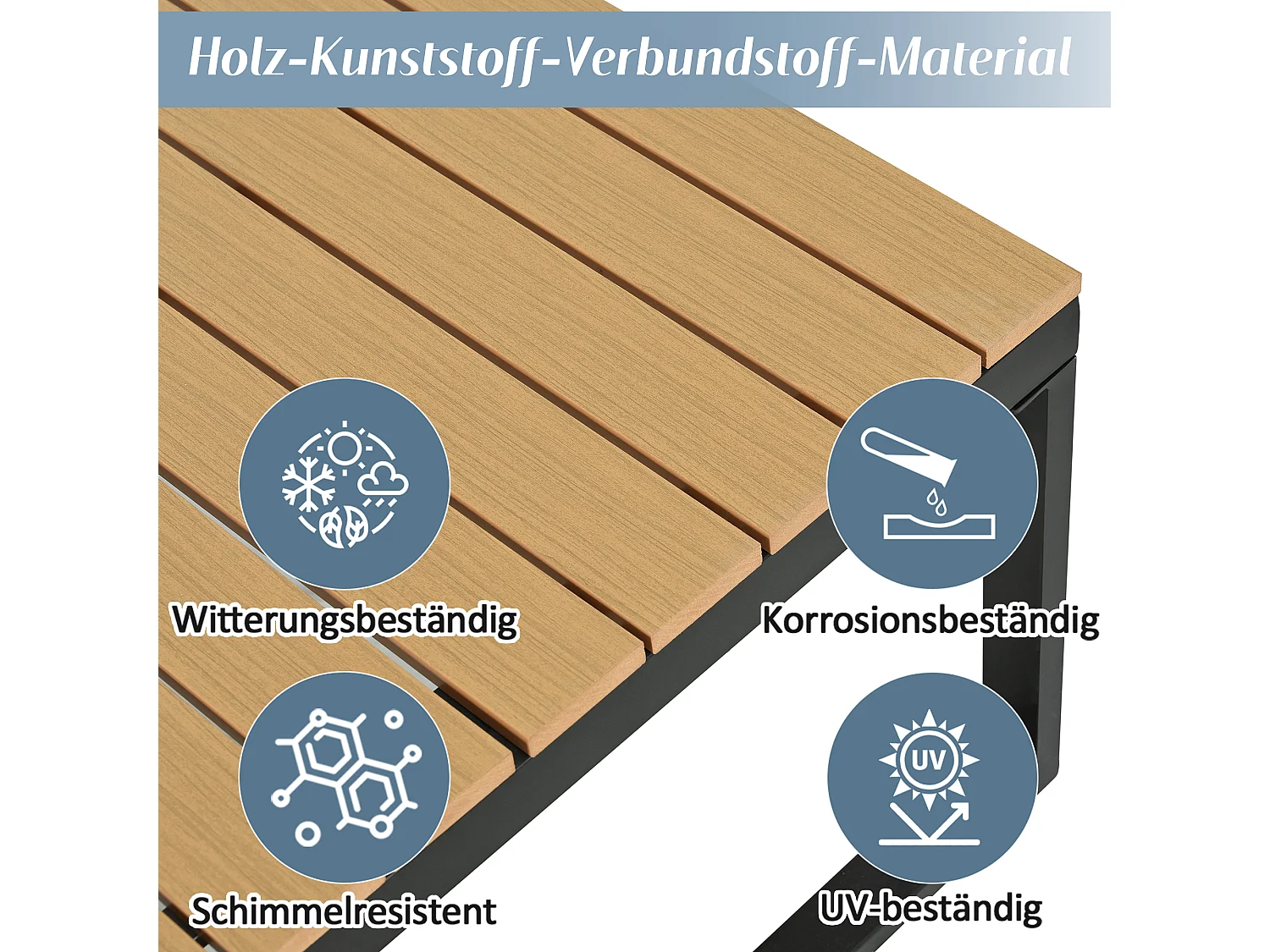 Ensemble de mobilier de jardin - 252 x 195 x 76 cm - avec canapé inclinable + 2 tables basses - Polyester + métal - beige + noir