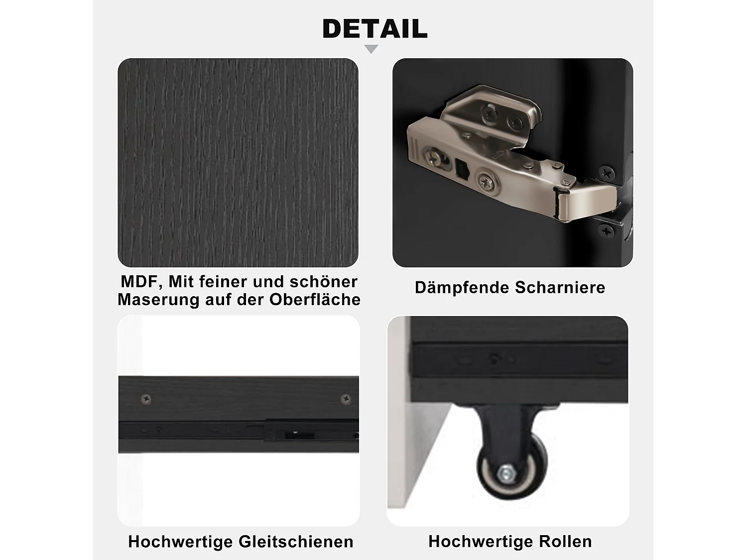 Vitrine avec porte vitrée et Leds - 110.5 x 35 x 160 cm - avec bibliothèque latéral coulissant - MDF - noir