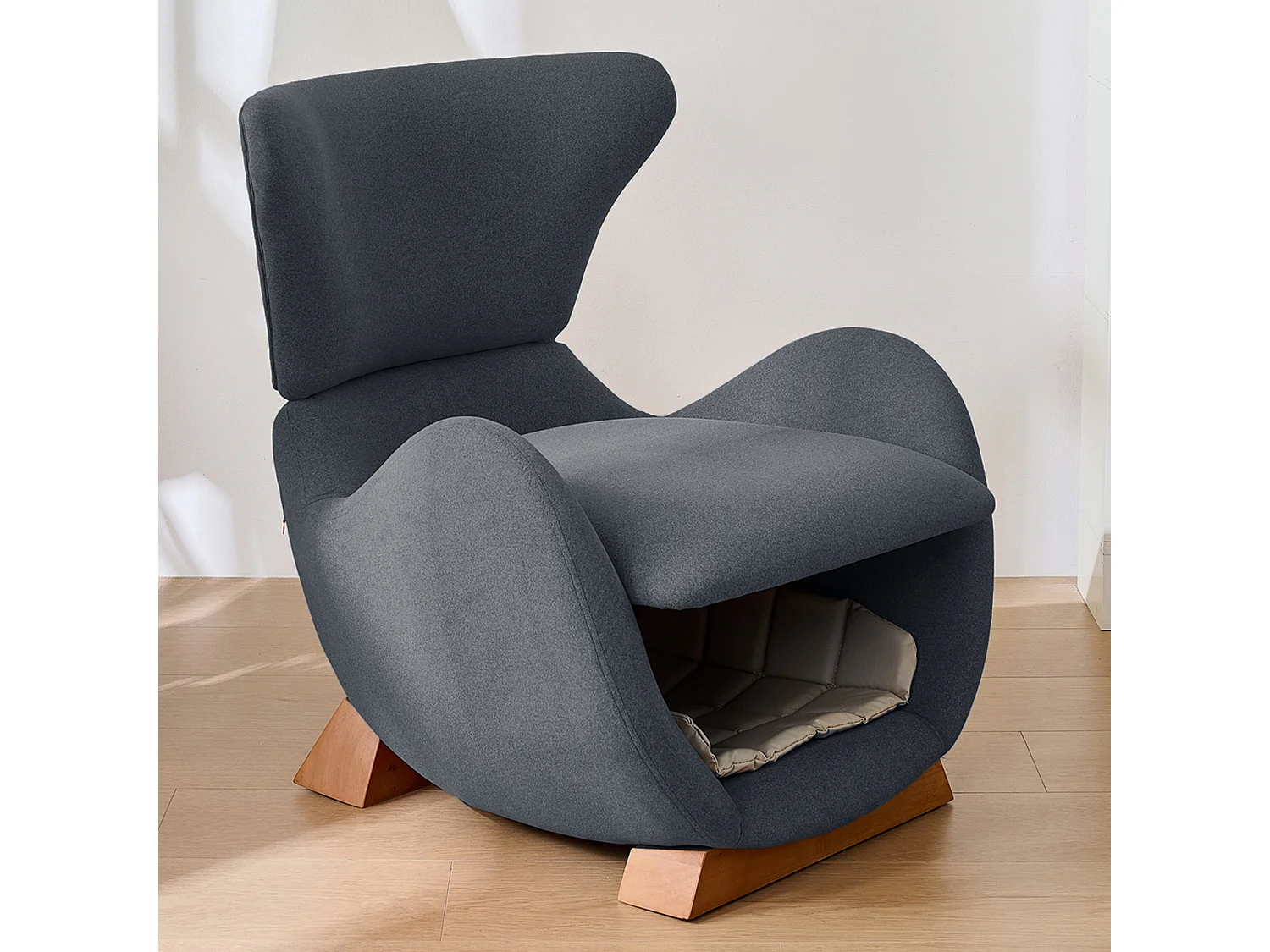 Fauteuil adapté aux animaux de compagnie - 66 x 69 x 76 cm - tissu anti-griffures - bois - gris