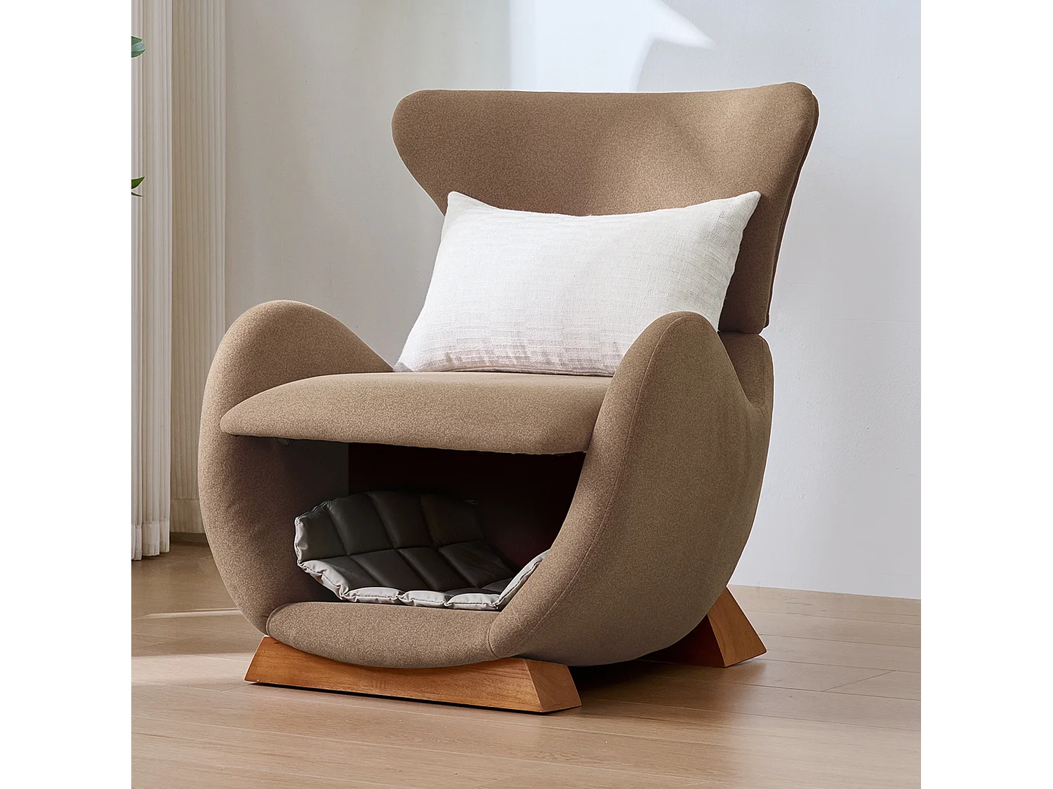 Fauteuil adapté aux animaux de compagnie - 66 x 69 x 76 cm - tissu anti-griffures - bois - marron