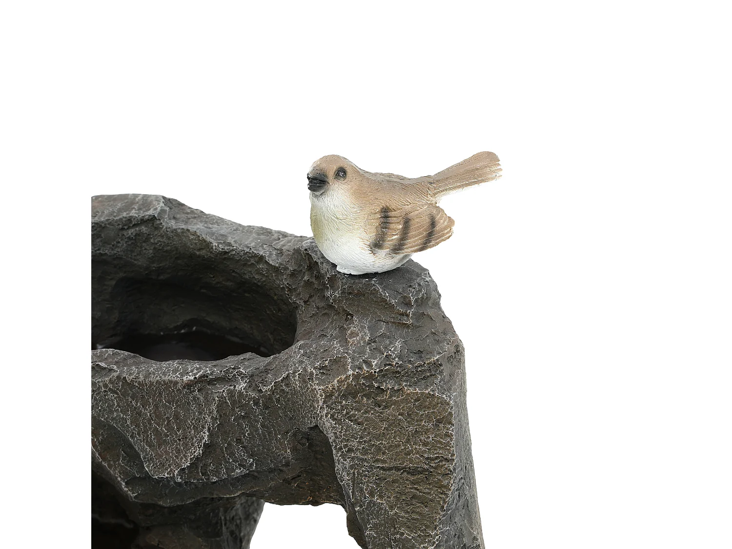 Fontaine d'extérieur pour jardin/terrasse/balcon/pelouse - 25.5 x 19 x 47 cm - avec Leds - Résine - gris