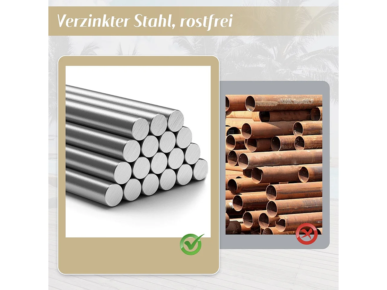 Ensemble de mobilier de jardin d'angle 7 places - avec 1 chaise + repose-pieds + table - Polyester + métal - kaki