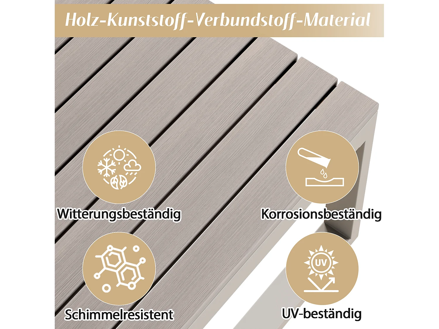 Ensemble de mobilier de jardin - 252 x 195 x 76 cm - avec canapé inclinable + 2 tables basses - Polyester + métal - kaki