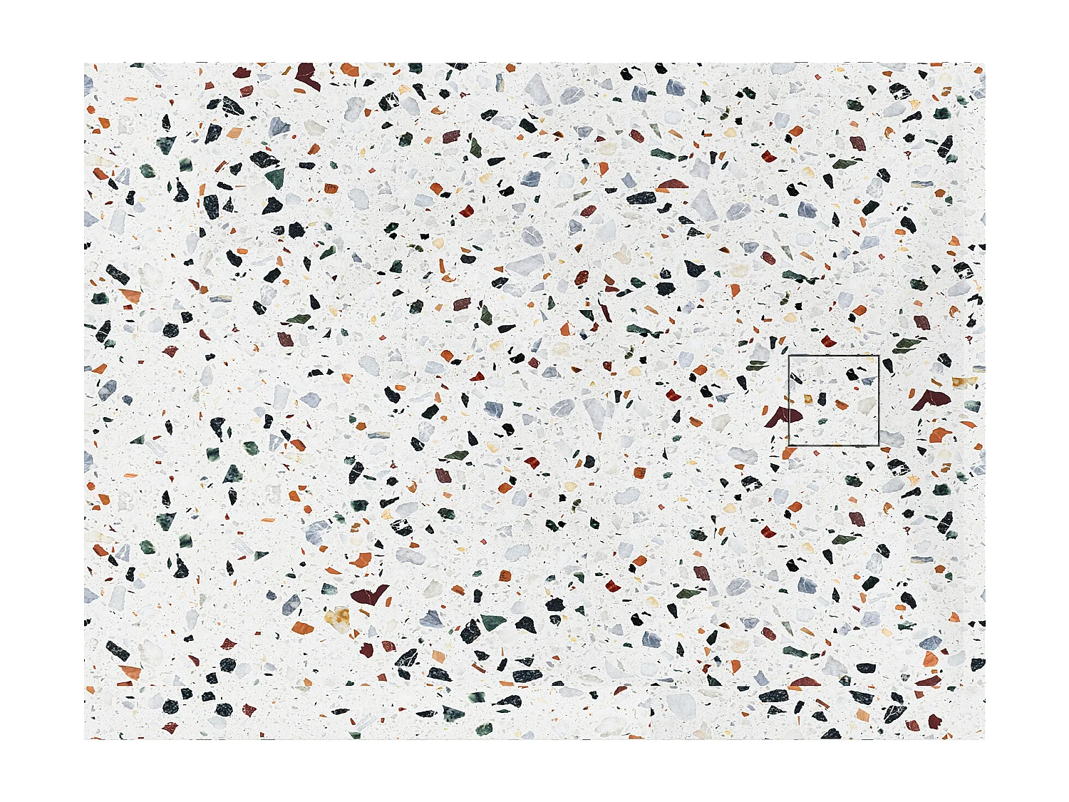 Receveur extra-plat à poser ou à encastrer recoupable en résine SMC avec siphon - Effet terrazzo blanc - 120 x 90 cm - MIRNOSA
