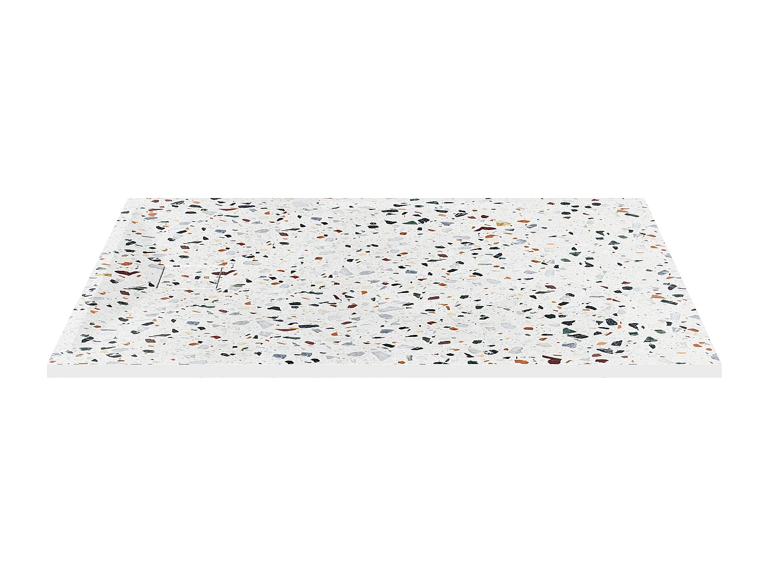 Receveur extra-plat à poser ou à encastrer recoupable en résine SMC avec siphon - Effet terrazzo blanc - 140 x 90 cm - MIRNOSA