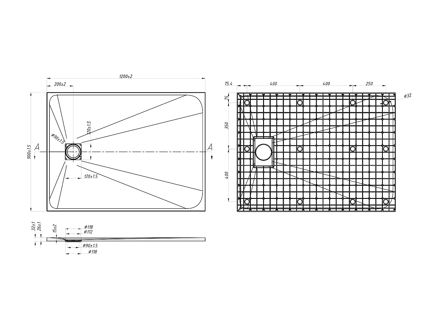 Receveur extra-plat à poser ou à encastrer recoupable en résine SMC avec siphon - Effet terrazzo blanc - 140 x 90 cm - MIRNOSA