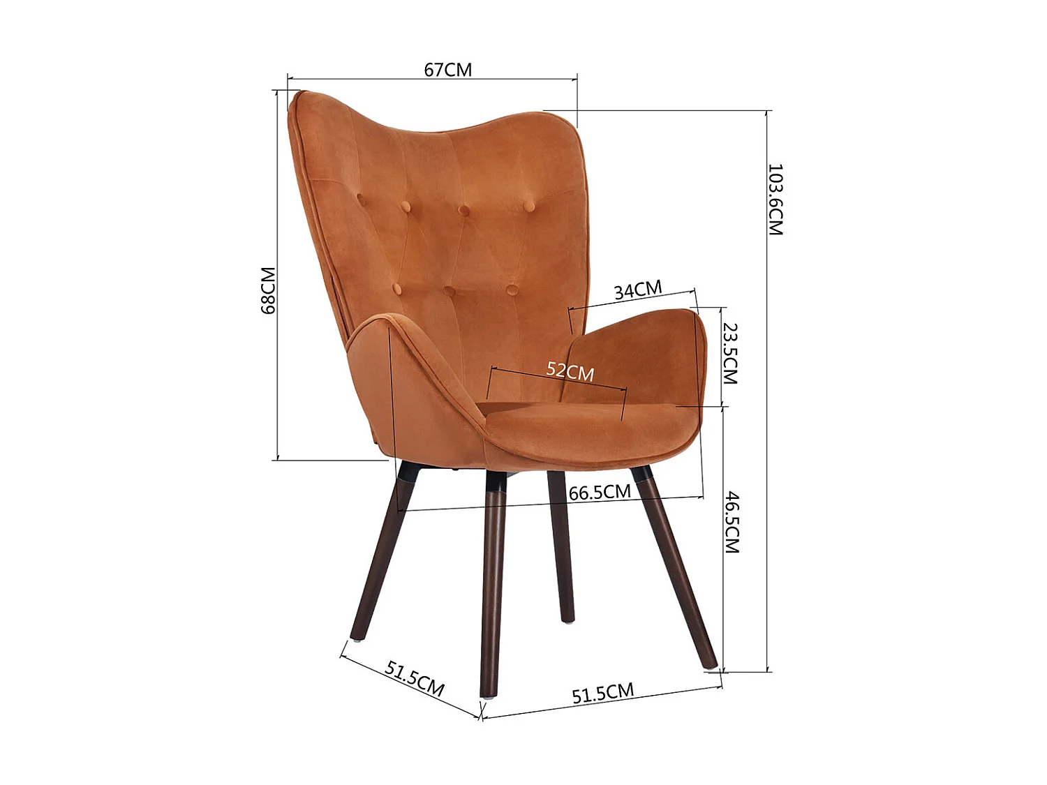 Poltrona Design Scandinavo schienale Alto Velluto Terracotta Velluto Sedia Lounge