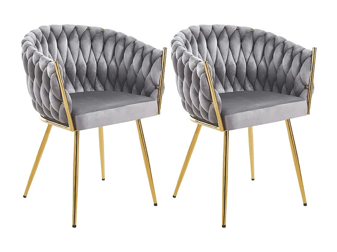 Set 2 Sedie per Sala da Pranzo e Ufficio in Velluto Grigio Sedia Ergonomica