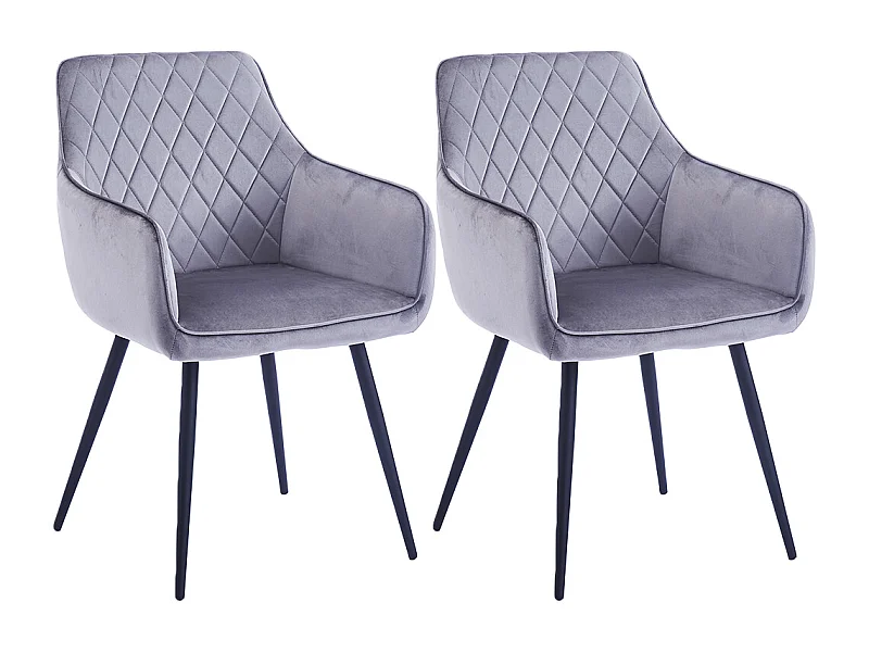 Set 2 Sedie da Pranzo in Velluto Grigio Ergonomica Poltrona Sedia Ufficio Casa