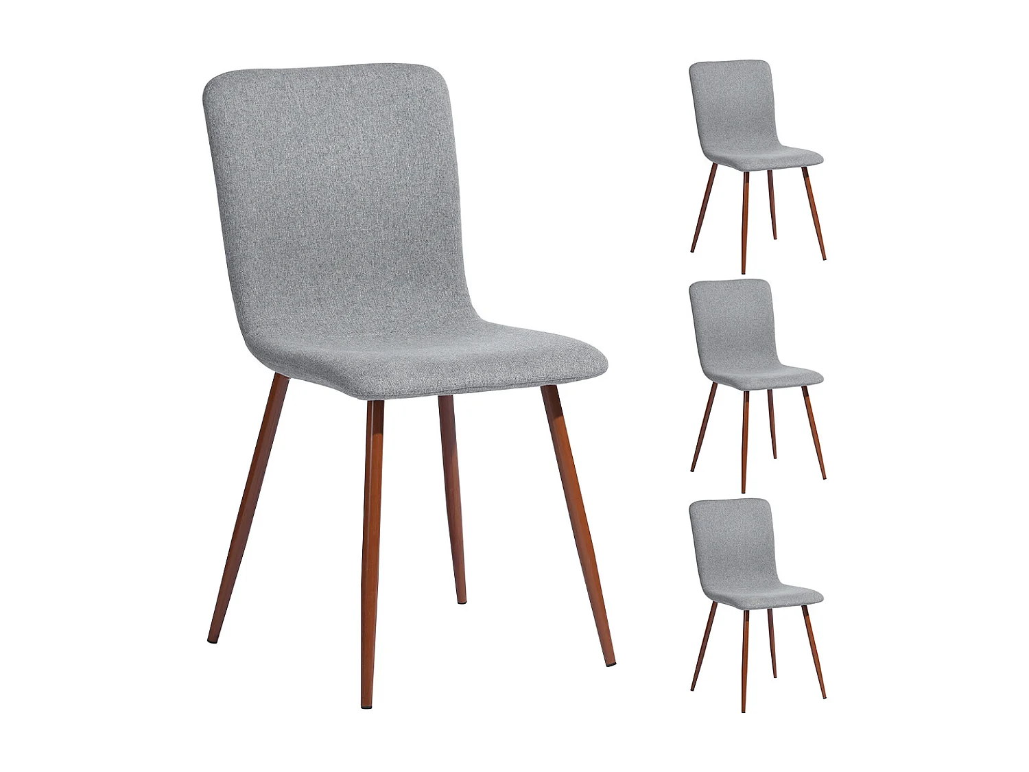 Set 4 Sedie per Sala da Pranzo Grigio con Gambe Effetto Legno Seduta Ergonomica
