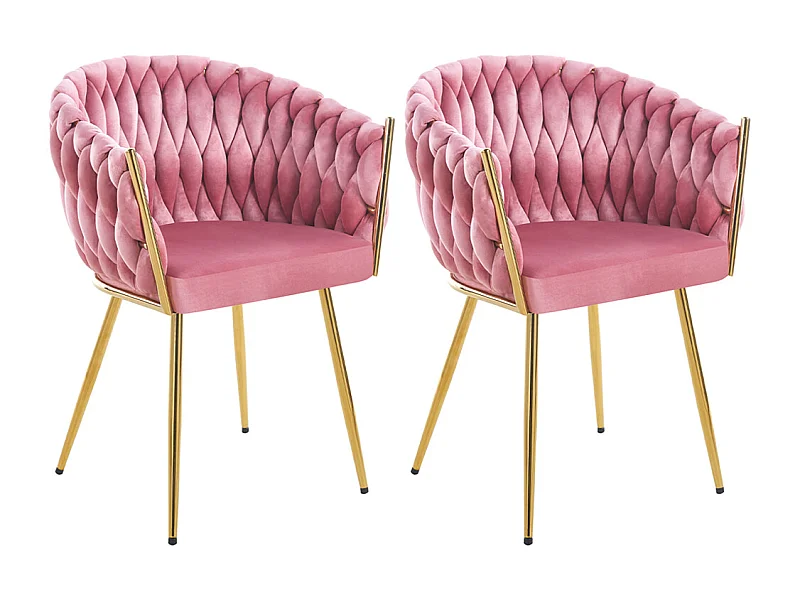 Set 2 Sedie per Sala da Pranzo e Ufficio in Velluto Rosa Antico Sedia Ergonomica