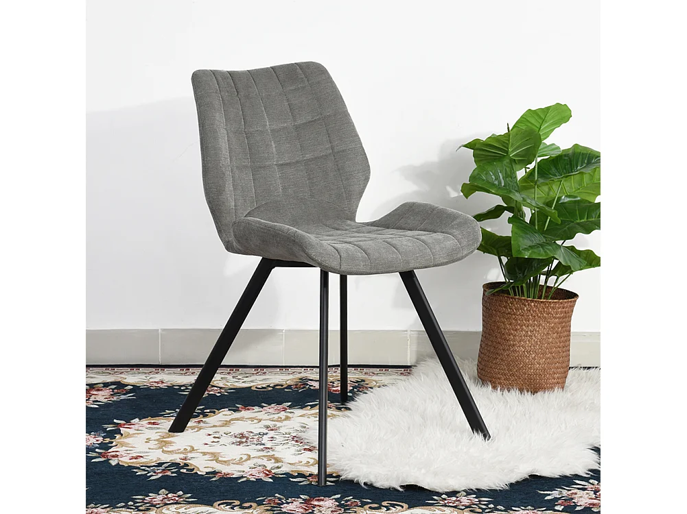 Set 2 Sedie per Sala da Pranzo Sgabelli Tessuto Seduta Ergonomica Colore Grigio