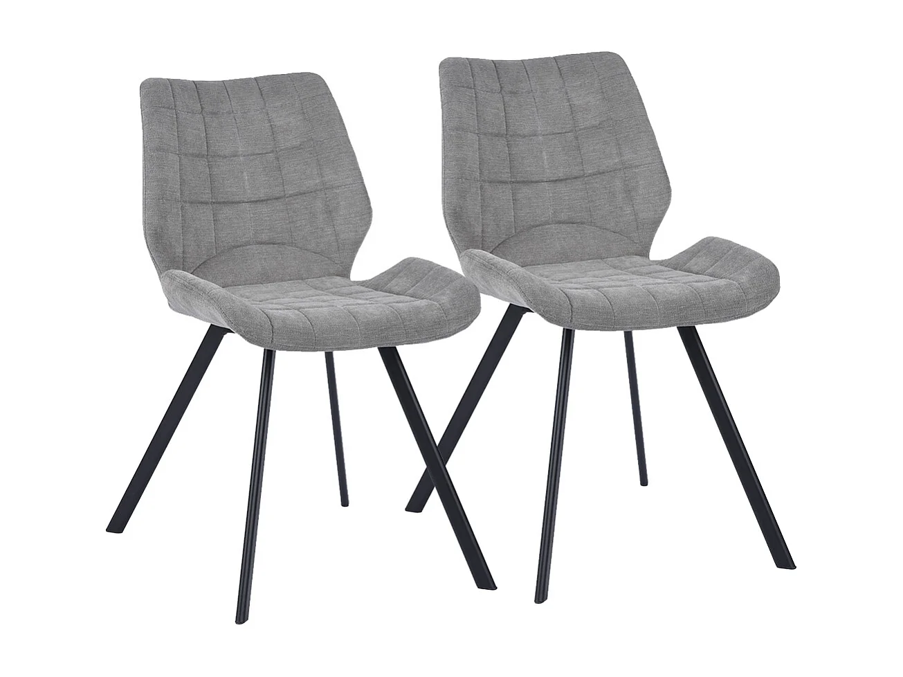 Set 2 Sedie per Sala da Pranzo Sgabelli Tessuto Seduta Ergonomica Colore Grigio