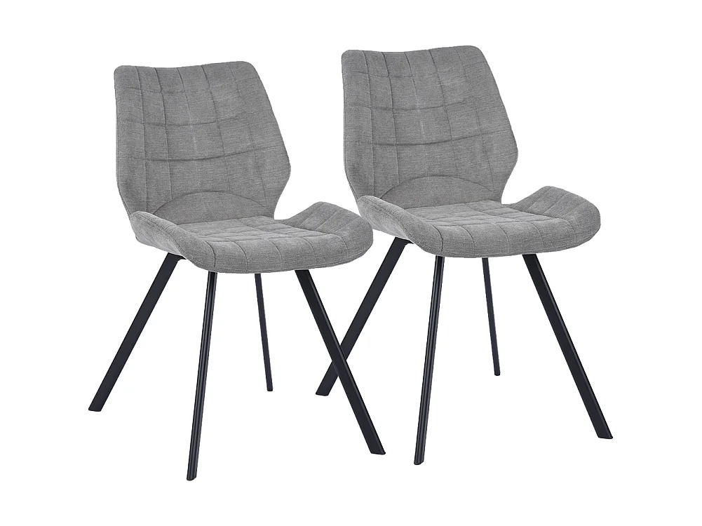 Set 2 Sedie per Sala da Pranzo Sgabelli Tessuto Seduta Ergonomica Colore Grigio
