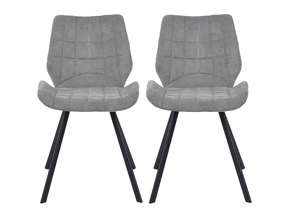 Set 2 Sedie per Sala da Pranzo Sgabelli Tessuto Seduta Ergonomica Colore Grigio