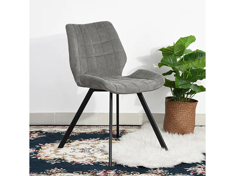 Set 2 Sedie per Sala da Pranzo Sgabelli Tessuto Seduta Ergonomica Colore Grigio