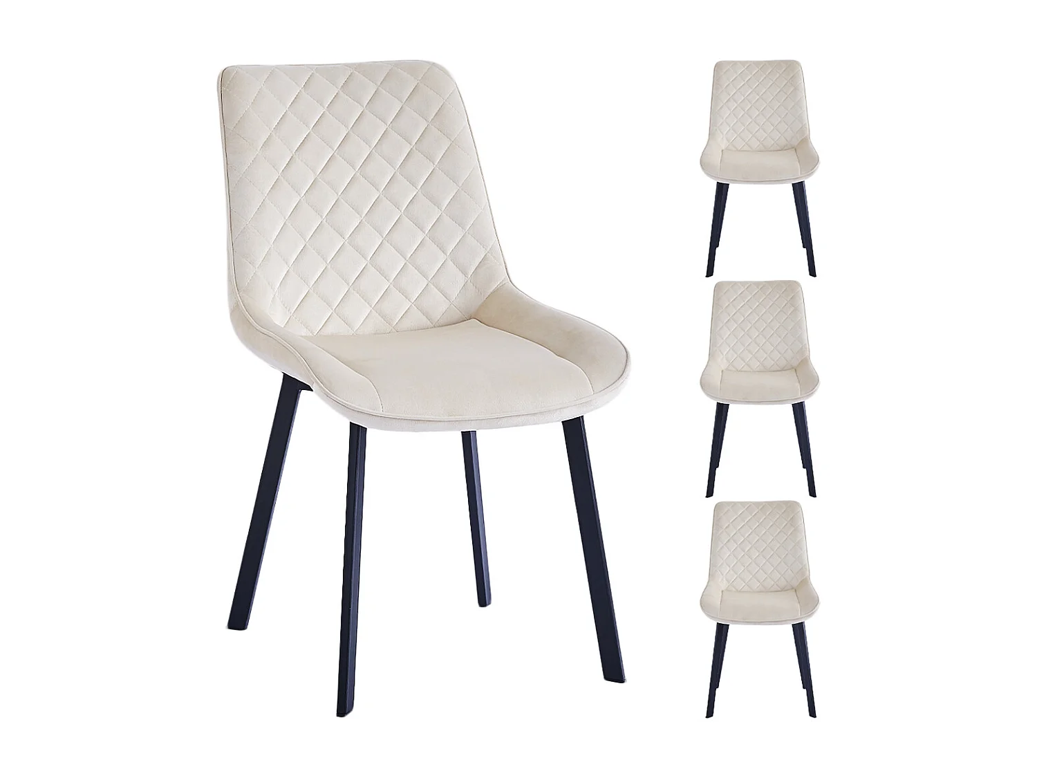 Set 4 Sedie da Pranzo Rivestimento Velluto Beige Sedia Ufficio Casa Ergonomica