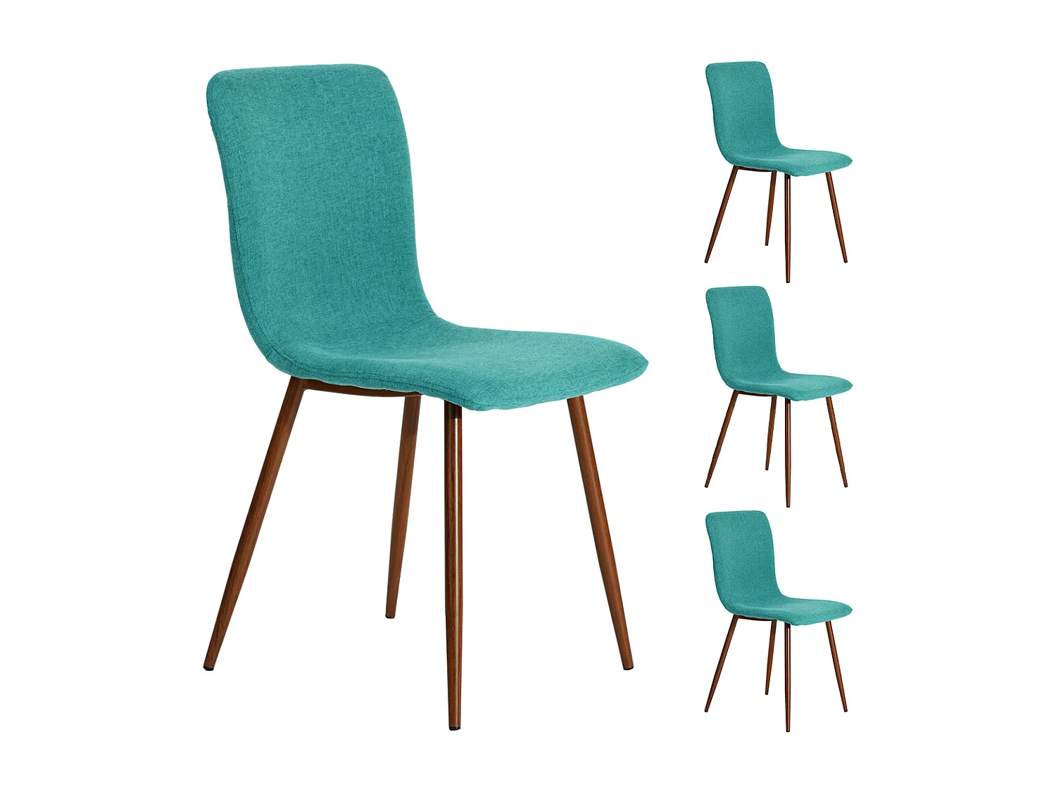 Set 4 Sedie per Sala da Pranzo Turchese Gambe Effetto Legno Seduta Ergonomica