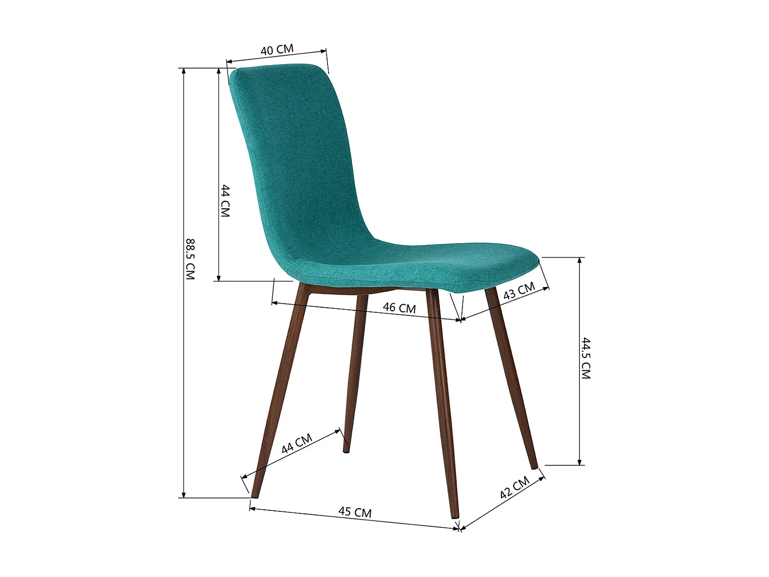 Set 4 Sedie per Sala da Pranzo Turchese Gambe Effetto Legno Seduta Ergonomica