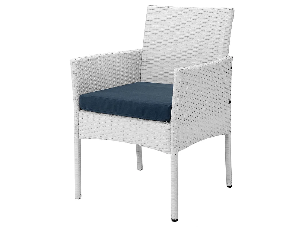 Set Salotto Completo Divano Poltrone Tavolino Poly Rattan Arredo Giardino Bianco