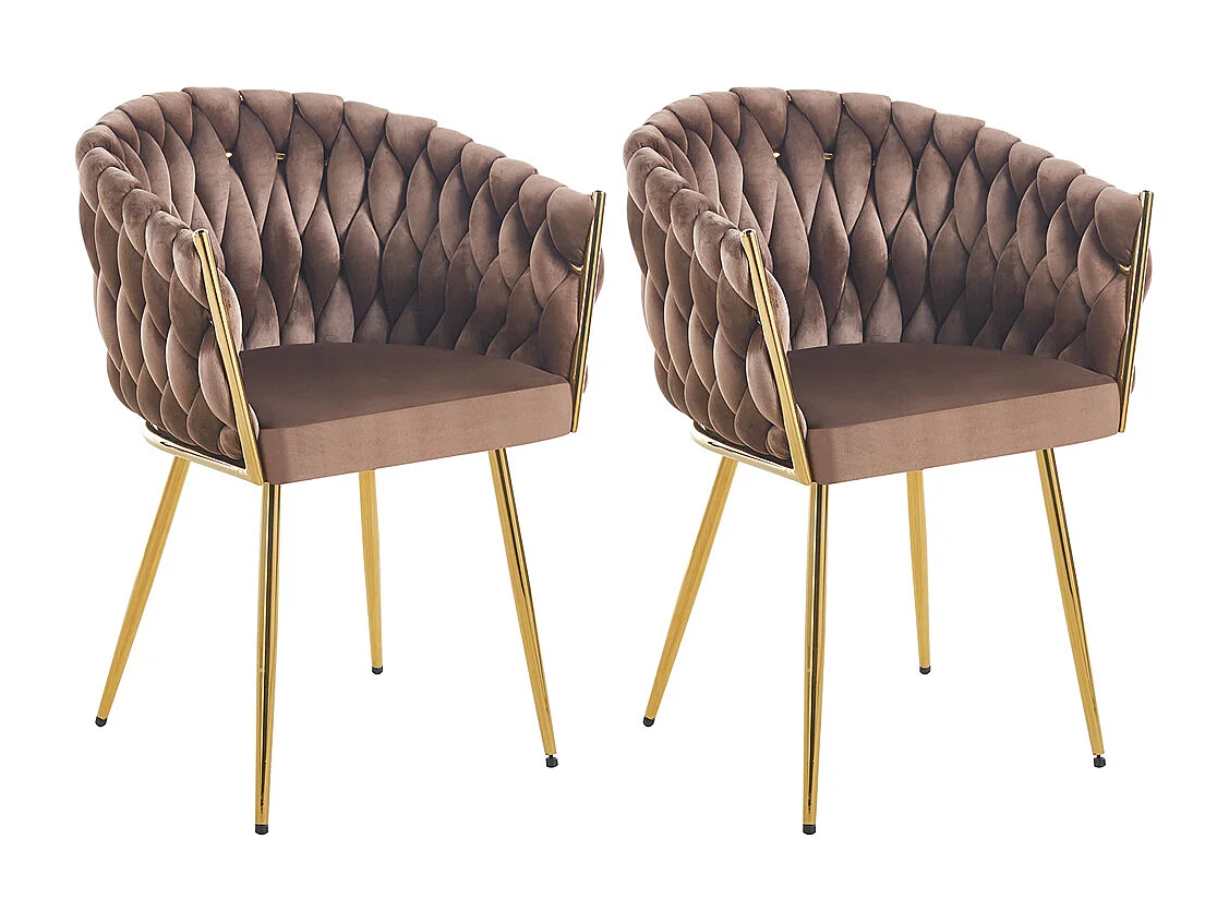 Set 2 Sedie per Sala da Pranzo e Ufficio in Velluto Marrone Sedia Ergonomica