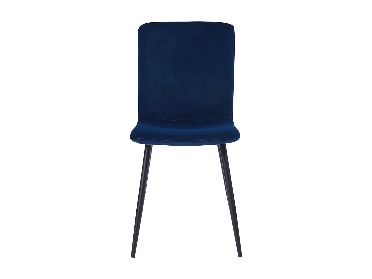 Set 4 Sedie per Sala da Pranzo in Velluto Blu con Gambe Nere Seduta Ergonomica