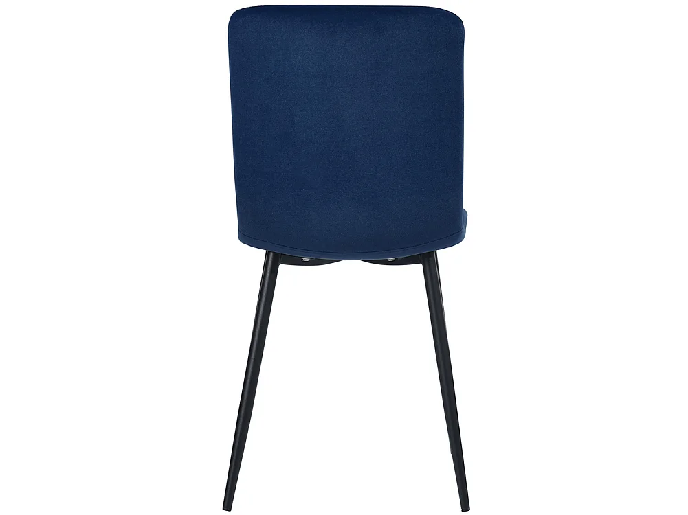 Set 4 Sedie per Sala da Pranzo in Velluto Blu con Gambe Nere Seduta Ergonomica