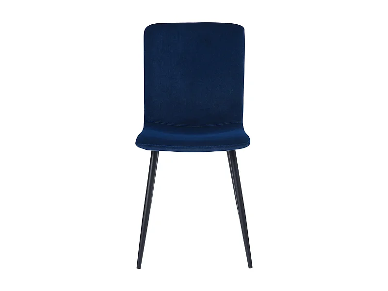 Set 4 Sedie per Sala da Pranzo in Velluto Blu con Gambe Nere Seduta Ergonomica