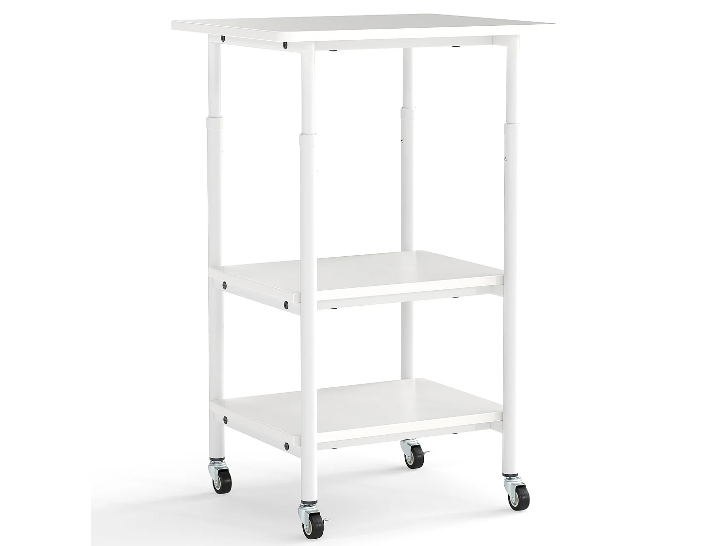 Support d'Imprimante Réglable en Hauteur Chariot d'Imprimante à 3 Niveaux avec Roues de Verrouillage pour Imprimante 3D Scanner Fax Blanc