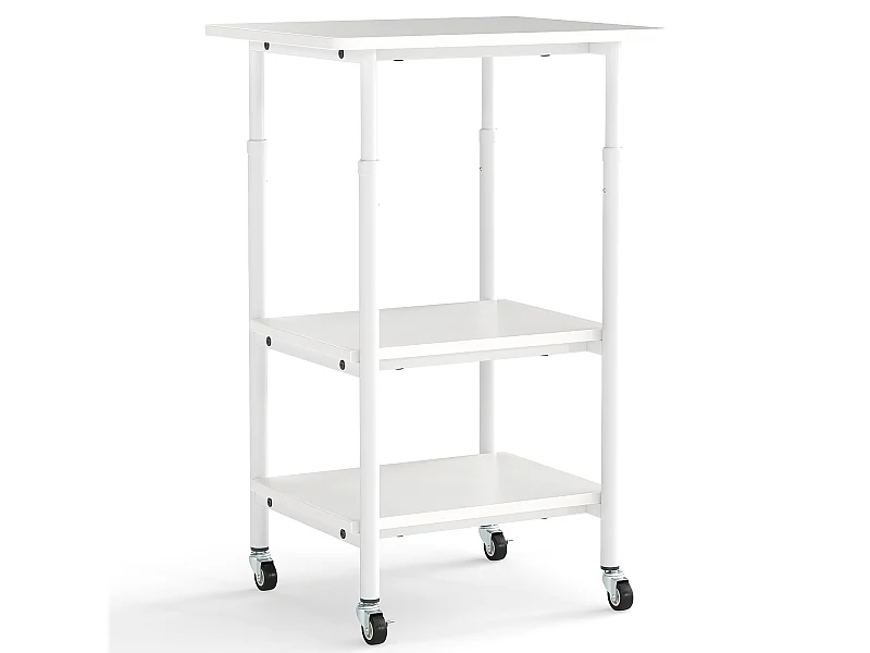 Support d'Imprimante Réglable en Hauteur Chariot d'Imprimante à 3 Niveaux avec Roues de Verrouillage pour Imprimante 3D Scanner Fax Blanc