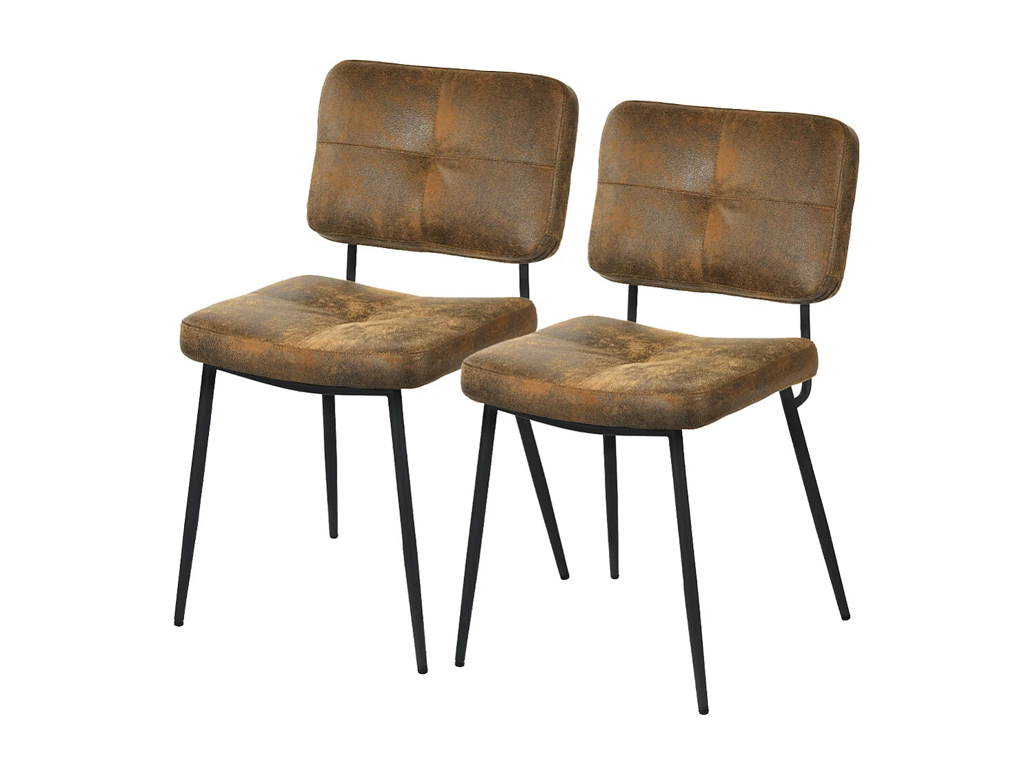 Set 2 Sedie per Sala da Pranzo Sgabelli in Pelle Scamosciata Seduta Ergonomica