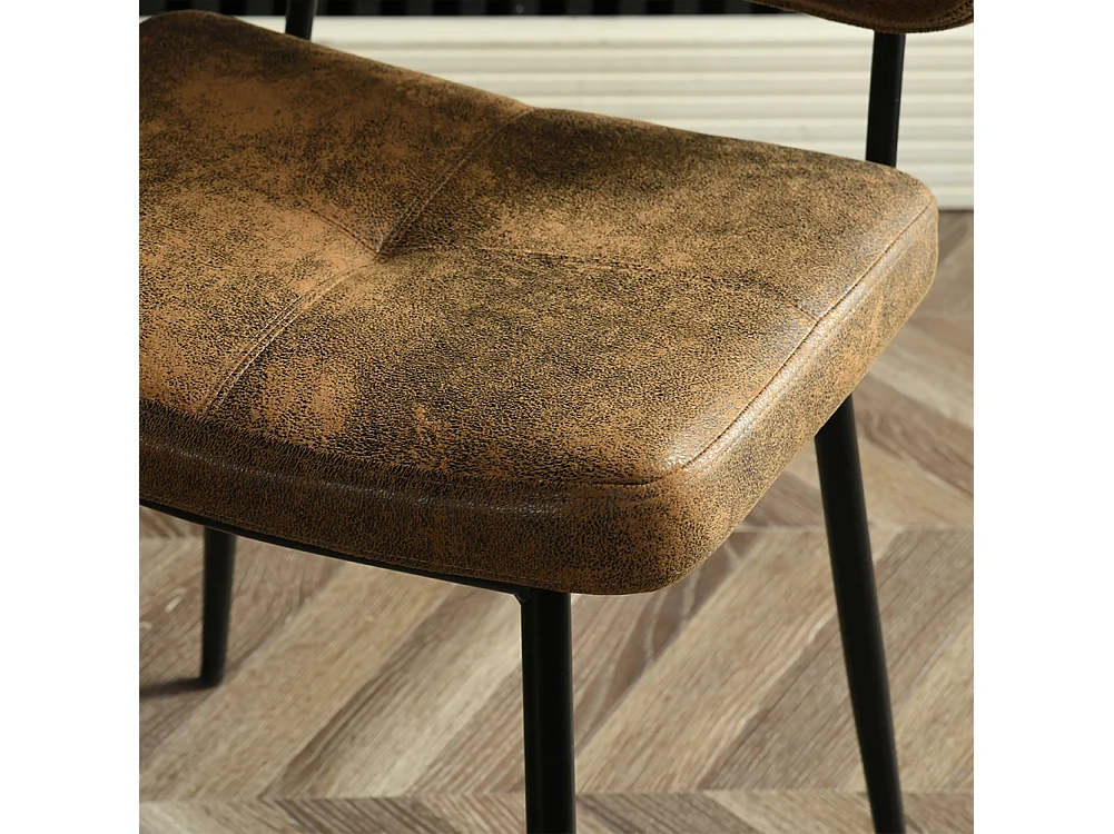 Set 2 Sedie per Sala da Pranzo Sgabelli in Pelle Scamosciata Seduta Ergonomica