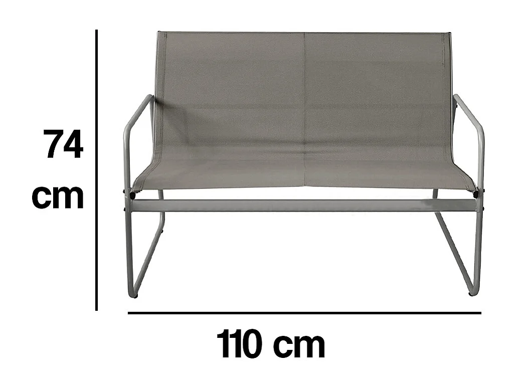 Set Salotto da Giardino con 2 Sedie Divano e Tavolino per Patio Esterno Grigio